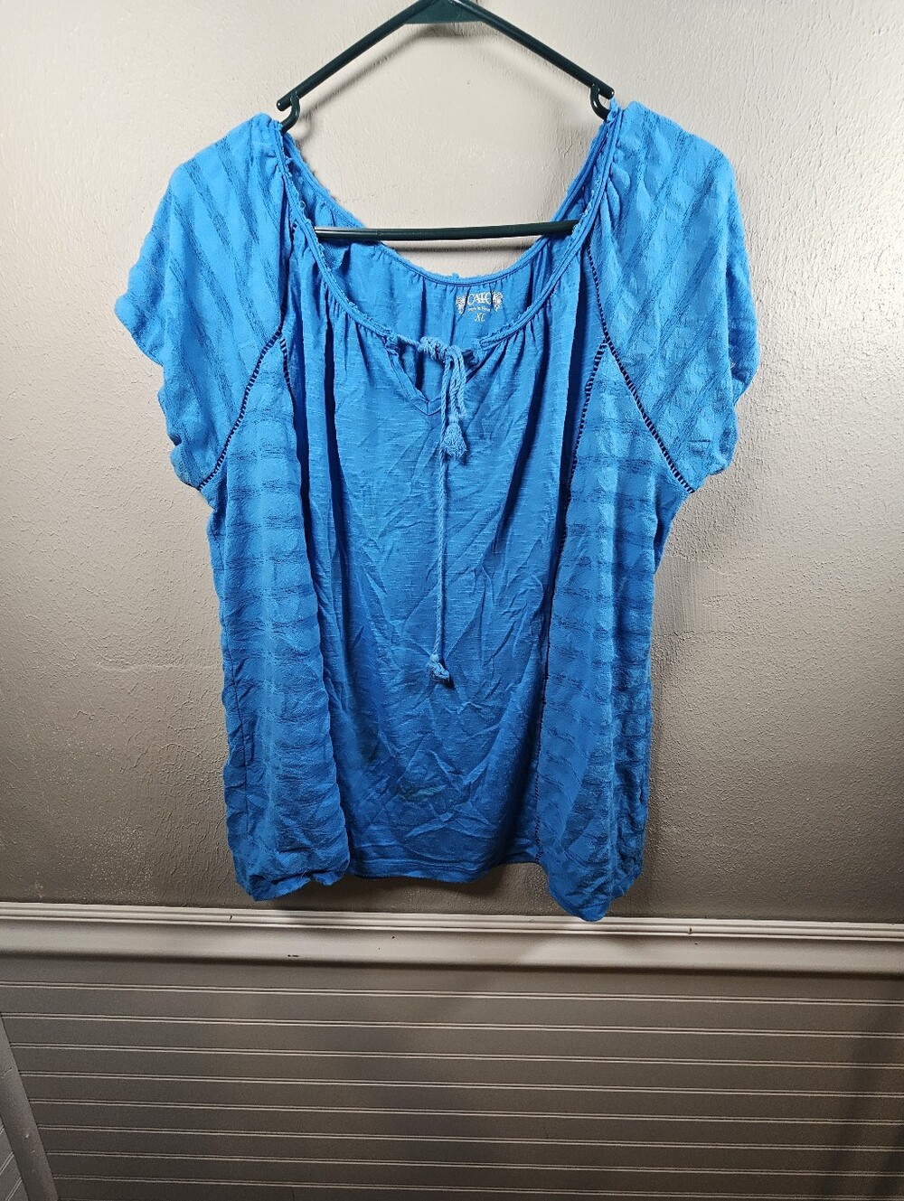 Cato Blue Tunic With Fringe Tie XL